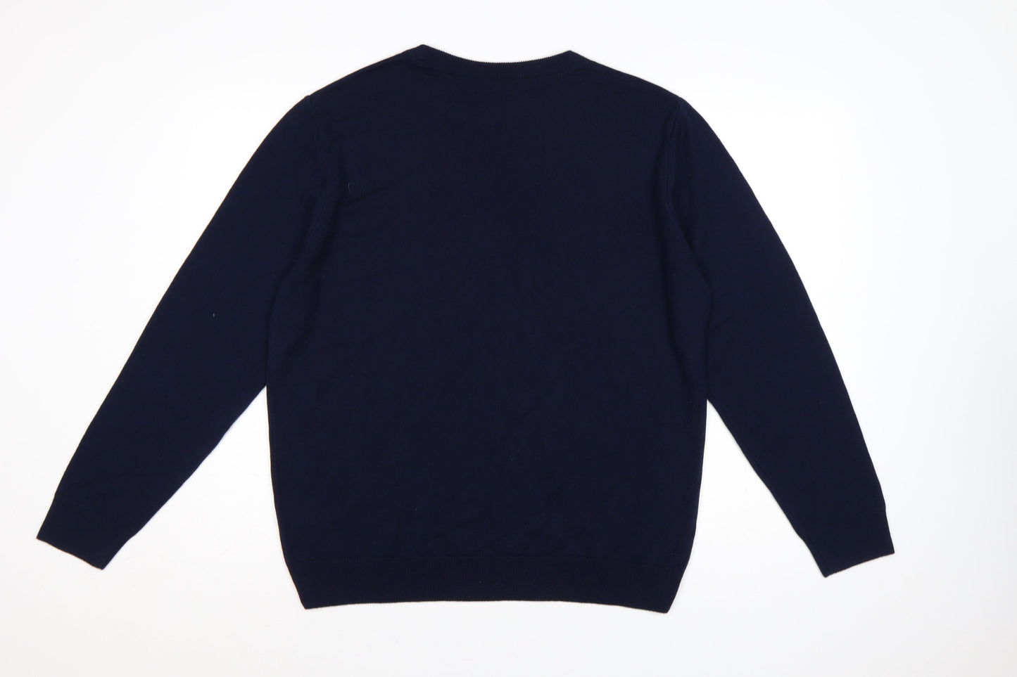 Tu Man Men's Blue L Rainbow Stripe Crew Neck Acrylic Jumper