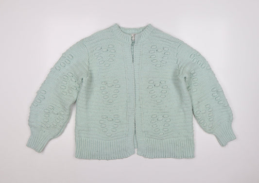River Island Women Green Size S Chunky Knit Open Cardigan