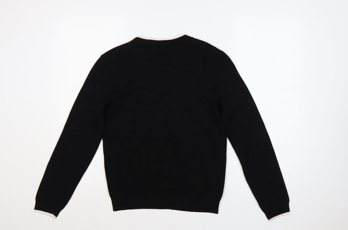 Tu Women’s Black S Fine Knit Contrast Trim Button Cardigan