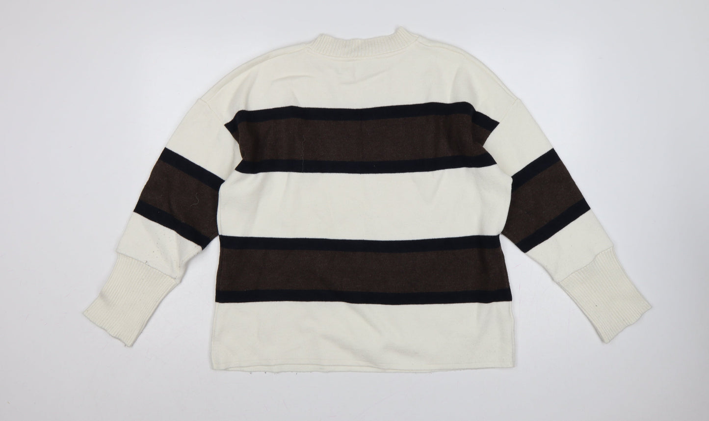 Next Women Multicoloured UK 18 Striped Crew Neck Pullover Jumper