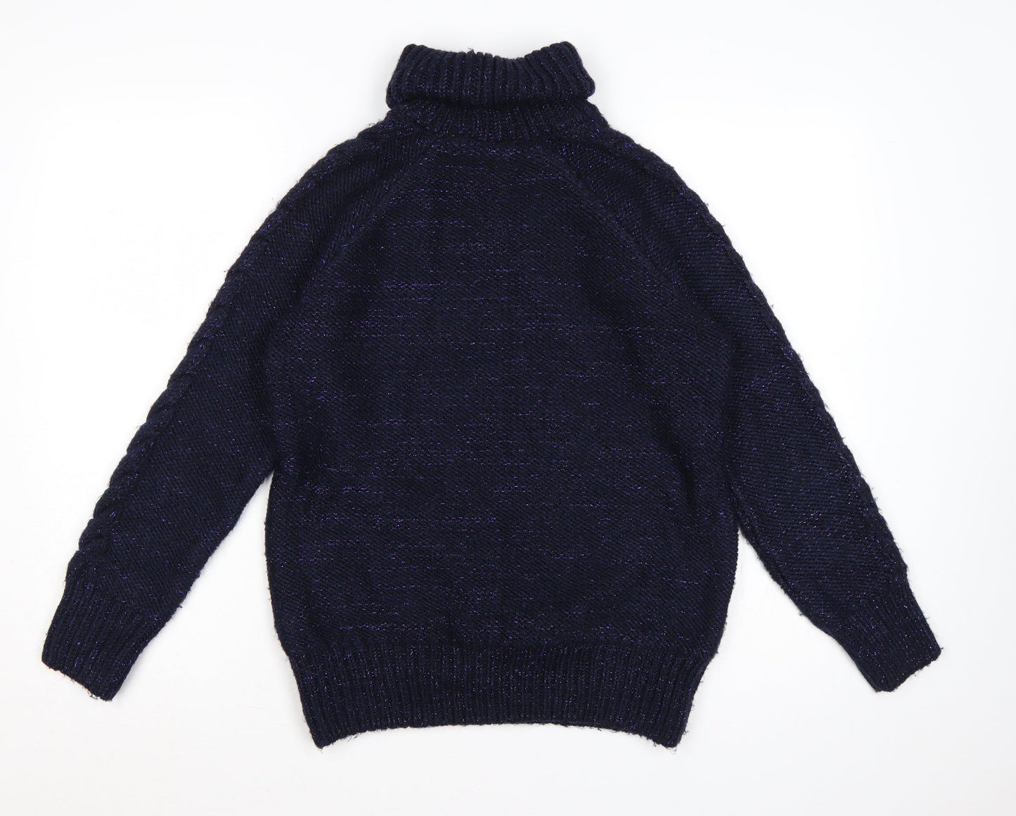 George Women’s Blue UK 12 Cable-Knit Roll Neck Embellished Jumper