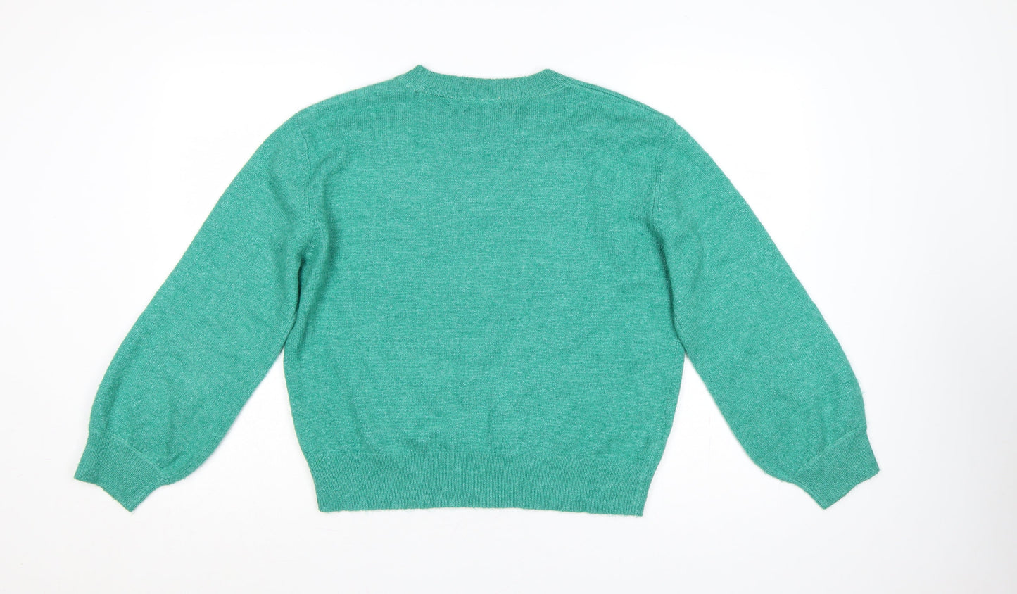 TU Women Green Glitter Knit Crew Neck Jumper UK 14 Long Sleeve