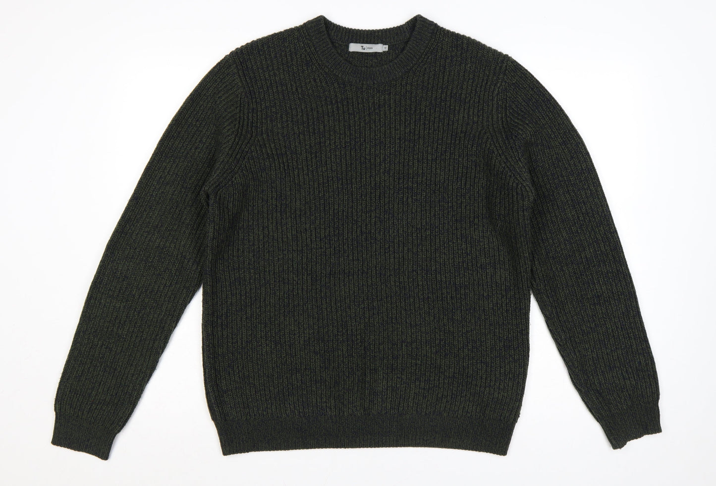 Tu Men Green M Chunky Knit Crew Neck Pullover Jumper