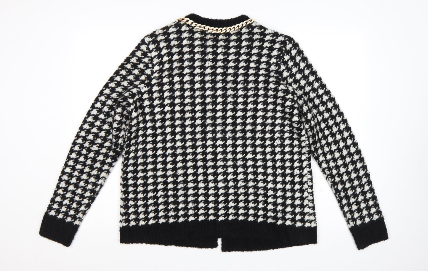 TU Woman Black White Houndstooth Chain Trim Cardigan UK 14