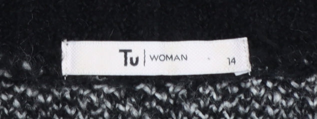 TU Woman Black White Houndstooth Chain Trim Cardigan UK 14