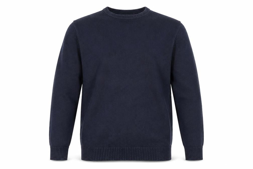 Front view of Maine New England Men's Blue S Crew Neck Cotton Knit jumper