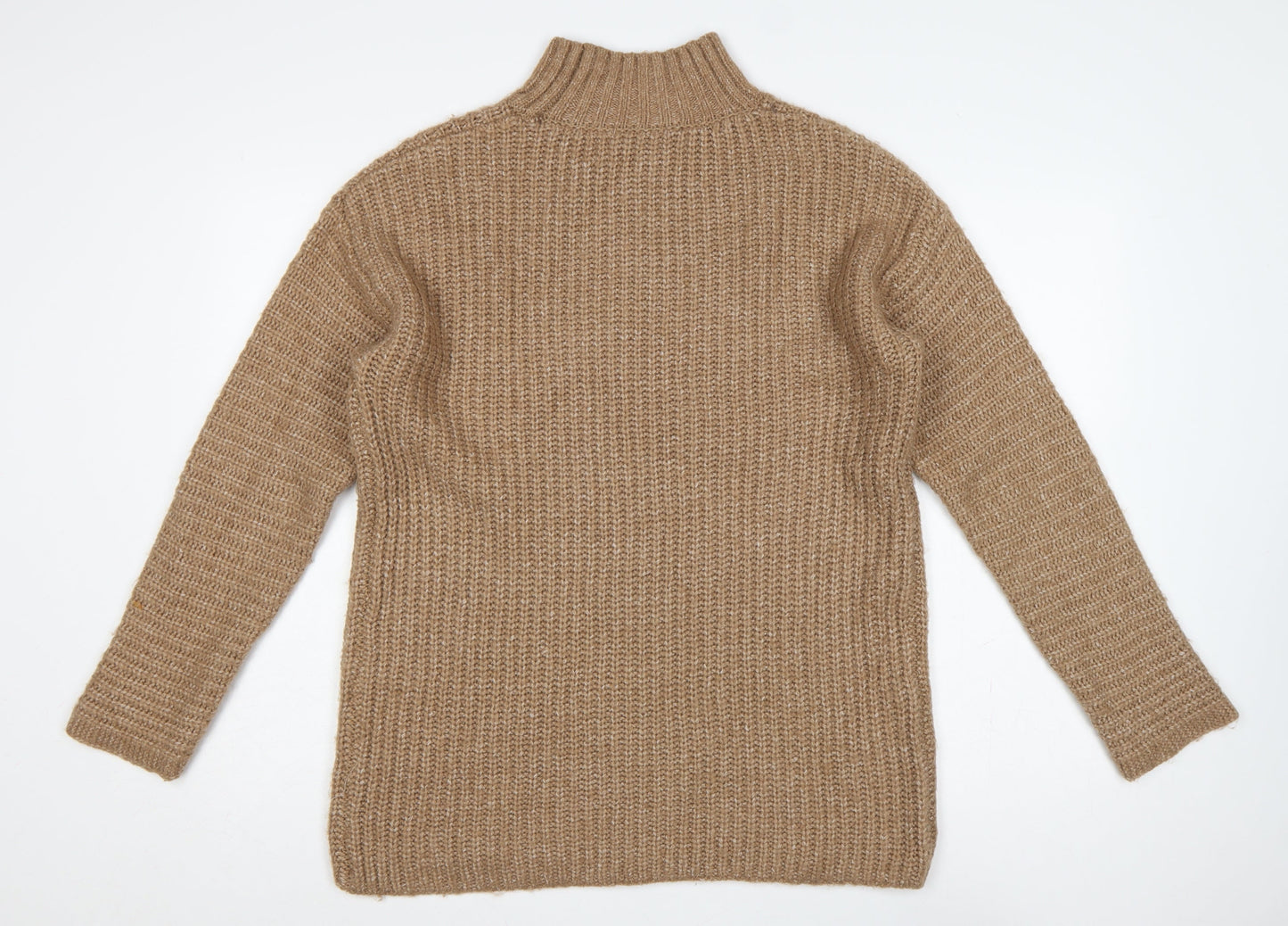 Tu Women Brown Size 12 Chunky Knit High Neck Long Sleeve Jumper