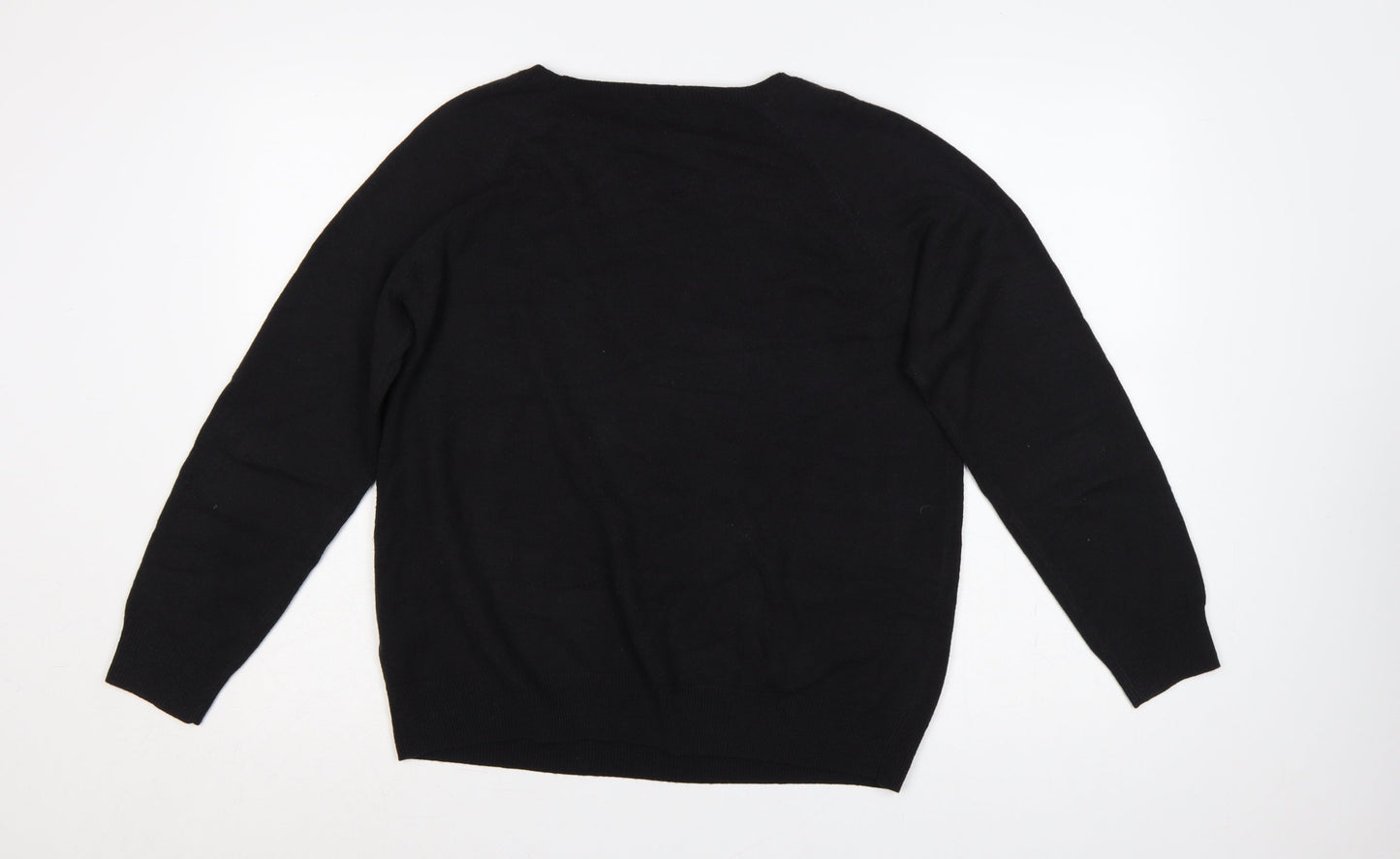 Marks & Spencer Women Black Size 16 Beaded Jewel Knit Jumper