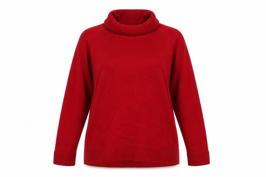 Marks & Spencer Women Red UK 14 Wool Blend Roll Neck Jumper