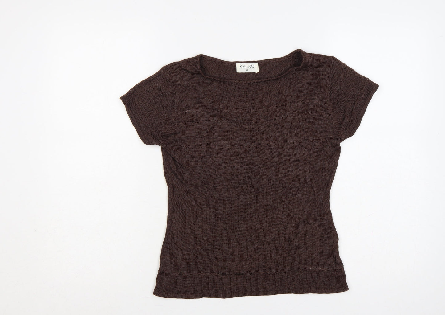 Kaliko Women’s Brown Knit Dolman Short Sleeve Jumper UK 10