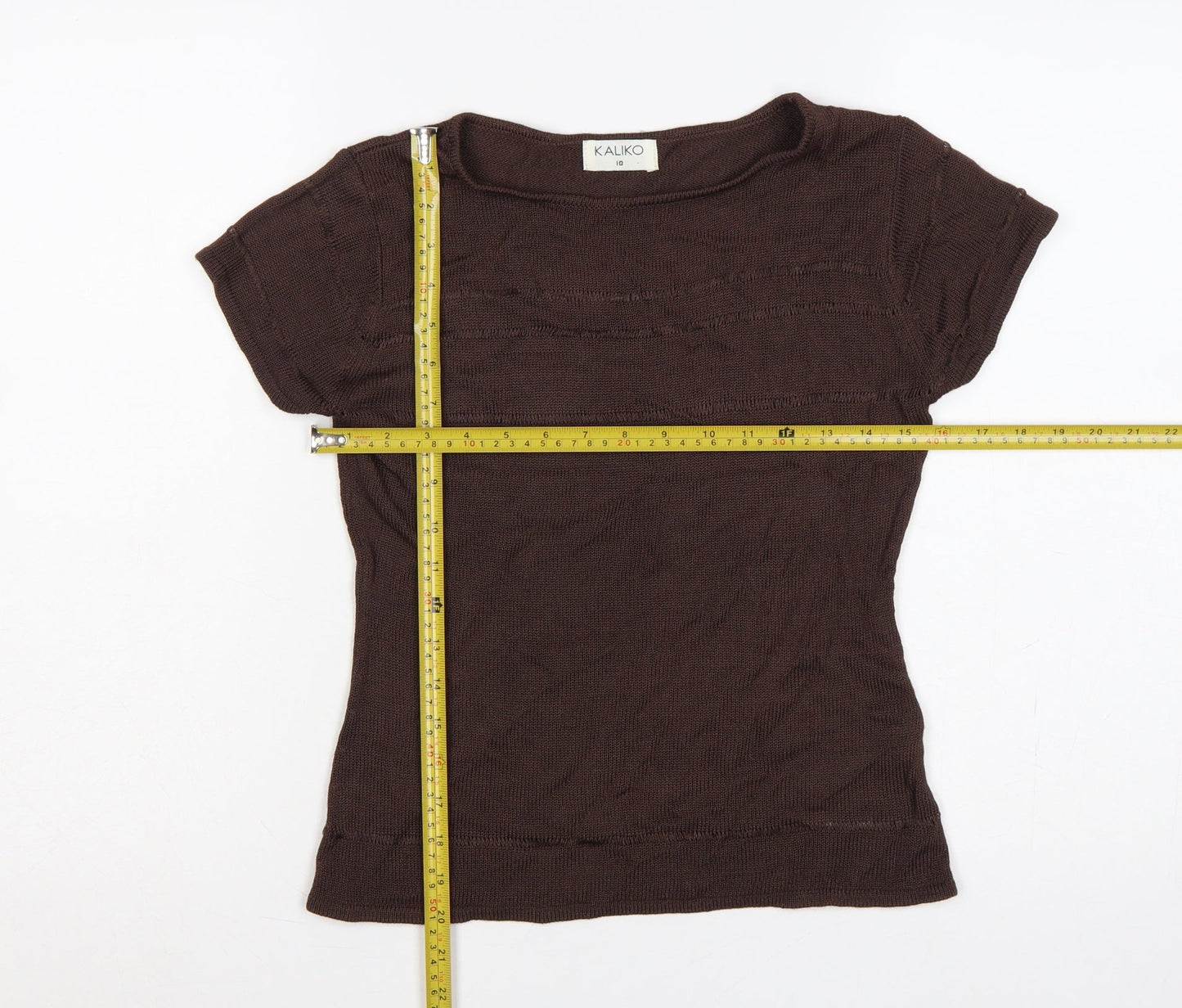 Kaliko Women’s Brown Knit Dolman Short Sleeve Jumper UK 10