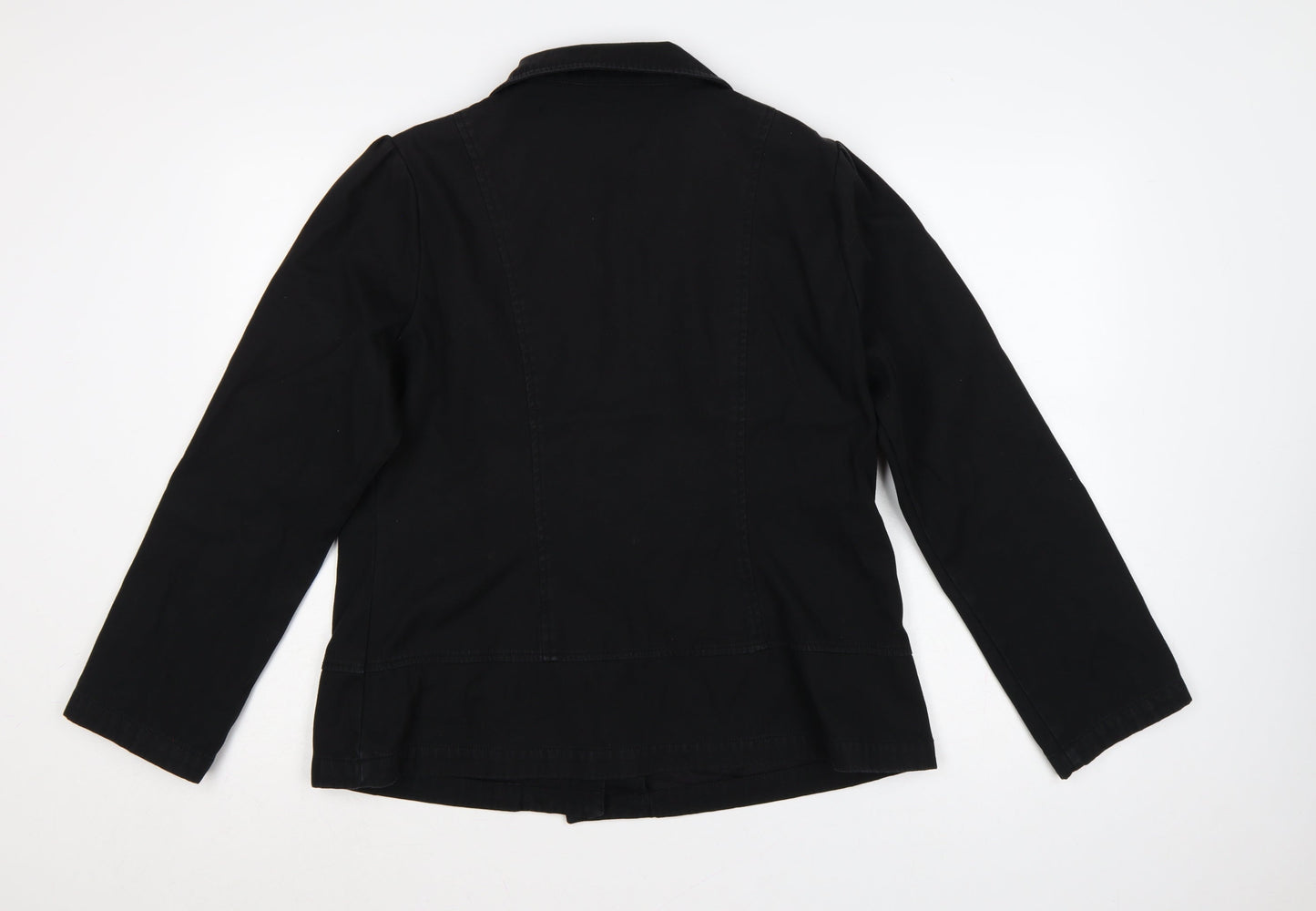Bhs Women’s Black UK 16 Cotton Blend Collared Button Jacket