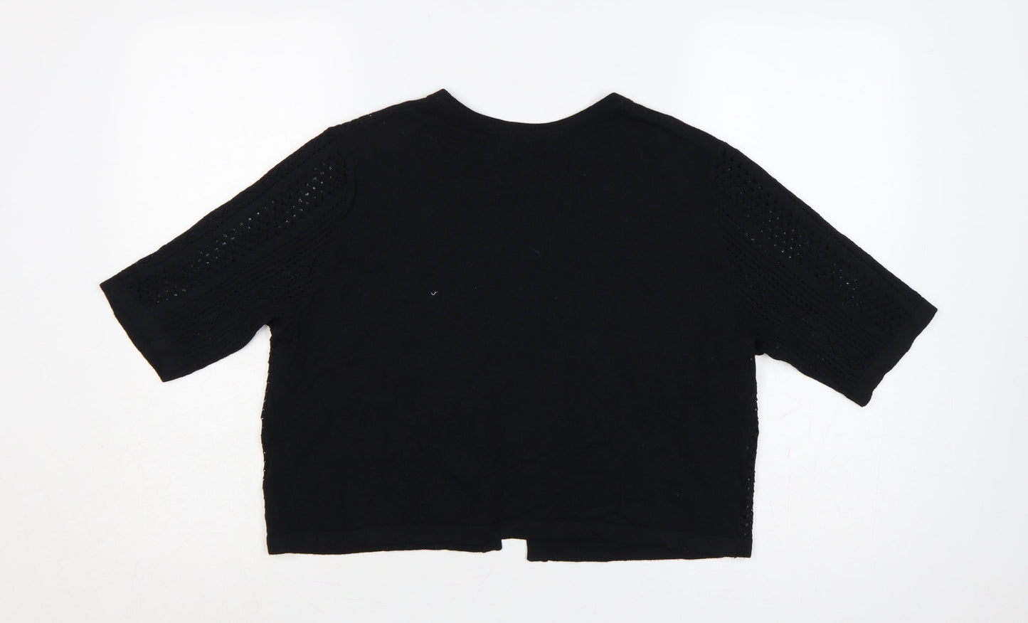 Peacocks Women’s Black Size 16 Open Knit Short Sleeve Cardigan