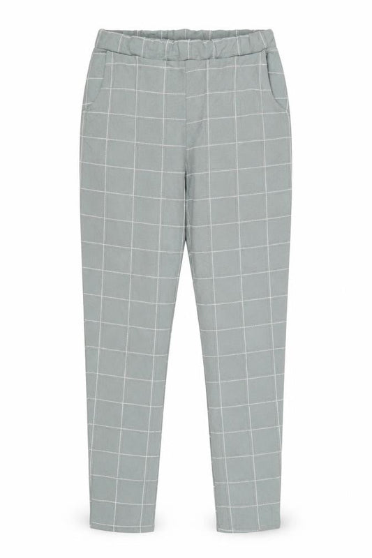 Front view of I Saw It First Women Green UK 8 Check Paperbag Tapered Trousers