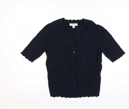 M&S Women’s Blue Size 16 Short Sleeve Ruffle Button Cardigan