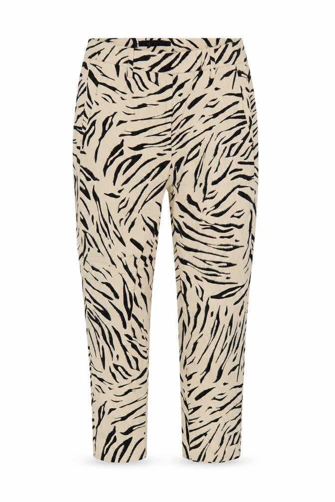 M&S Women’s Beige Zebra Print Cotton Trousers UK 10 Short