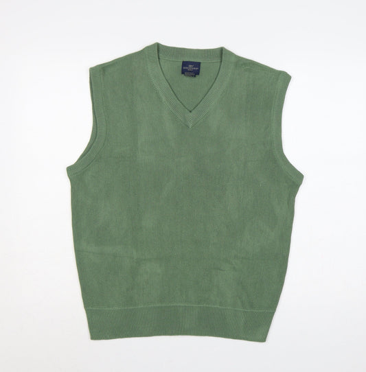 Dockers Golf Men Green L V-Neck Sleeveless Acrylic Knit Jumper Vest