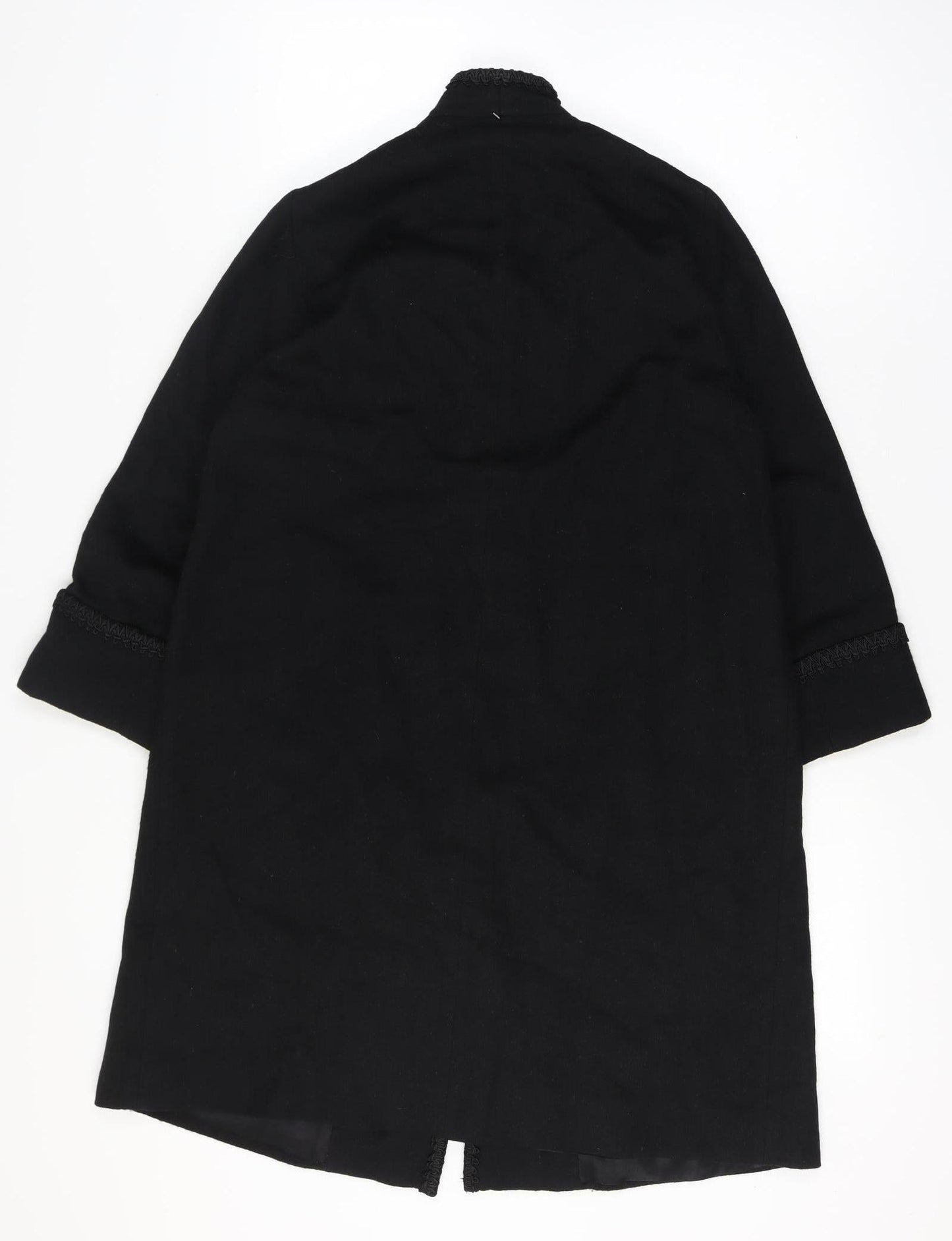 Vintage Women’s Black Long Trimmed Detail Robe Coat Size 14