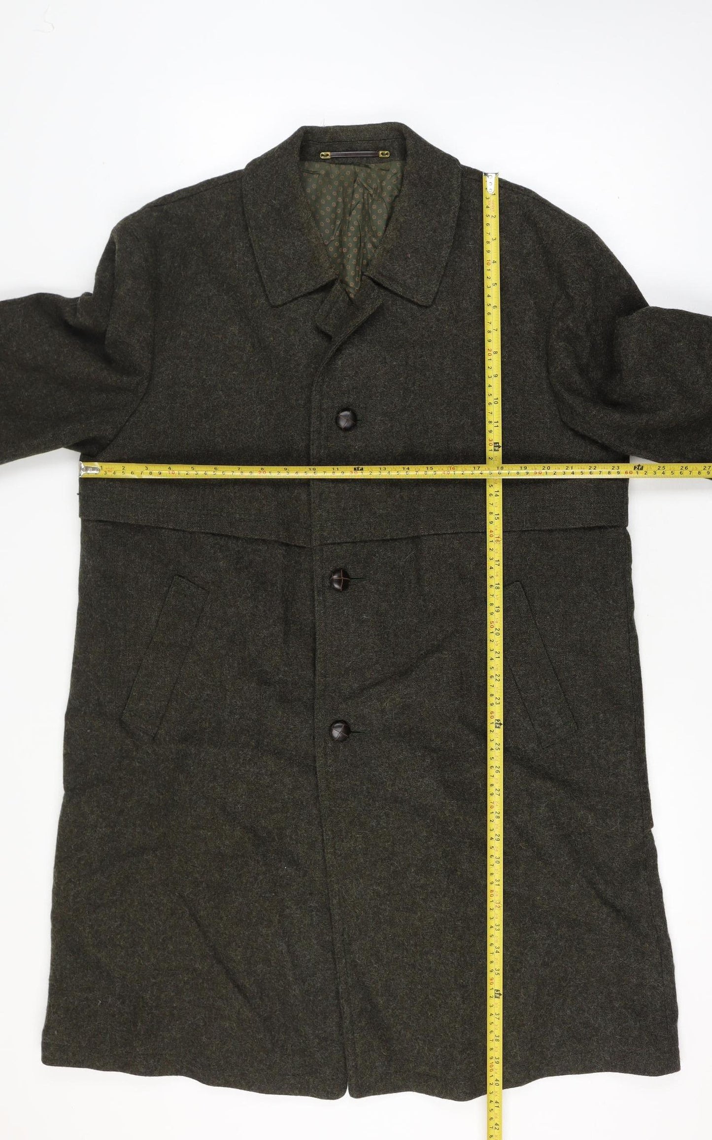 Tiroler Loden Mens Green Wool Overcoat Vintage Long Button Coat
