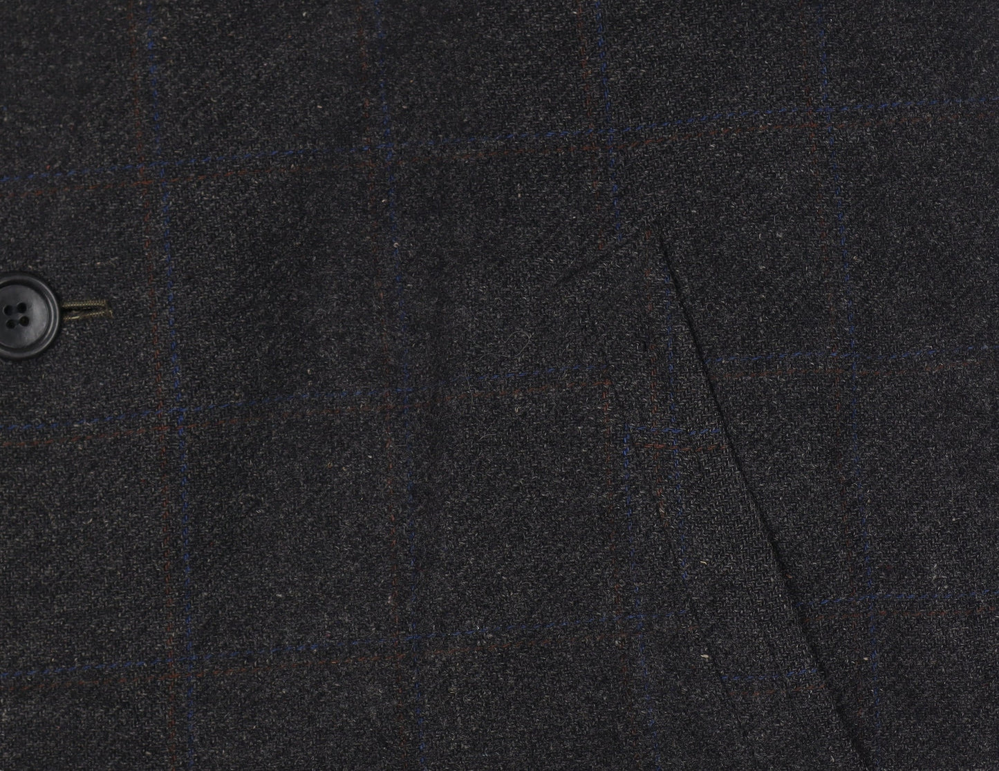 Manchester Clothes Men’s Chest 44 Black Checked Tweed Long Overcoat Vintage