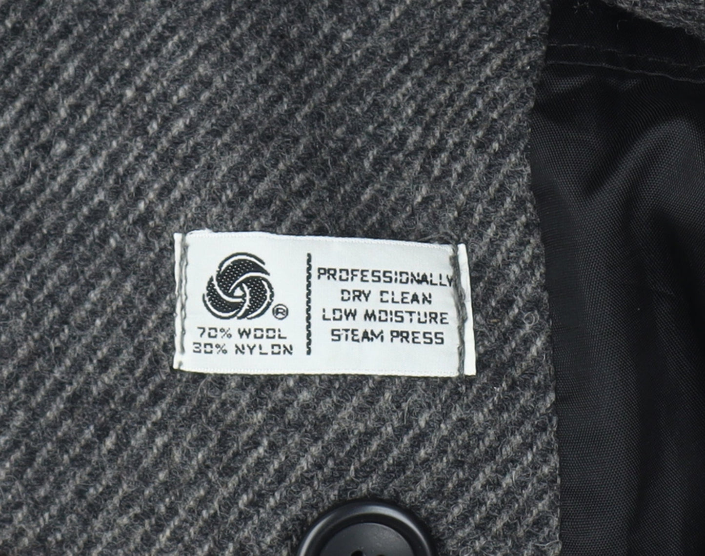Alorna Women’s Grey Size 14-16 Wool Herringbone Pea Coat Mid-Length
