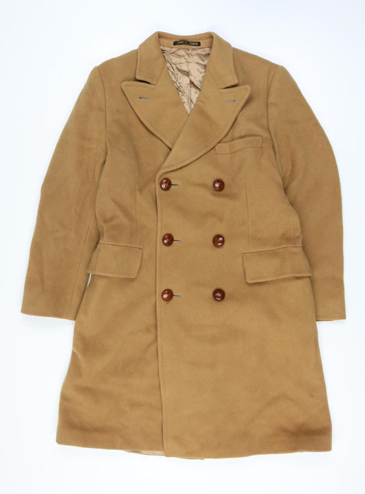 Lord & Taylor Men's Brown Wool Pea Coat Vintage Double-Breasted Size Unlabelled