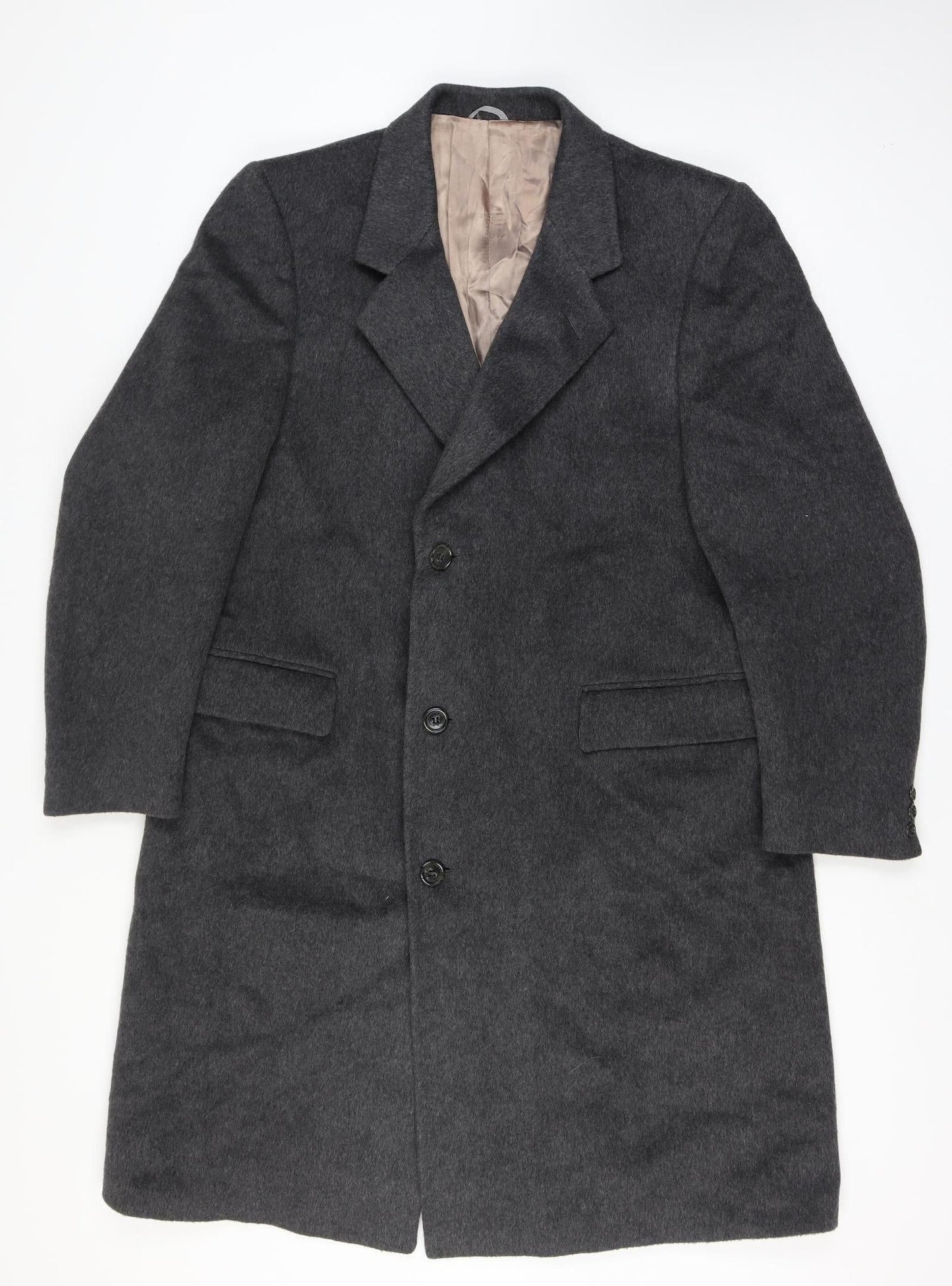 Simpsons Mens Grey Wool Cashmere Long Overcoat Classic Lined