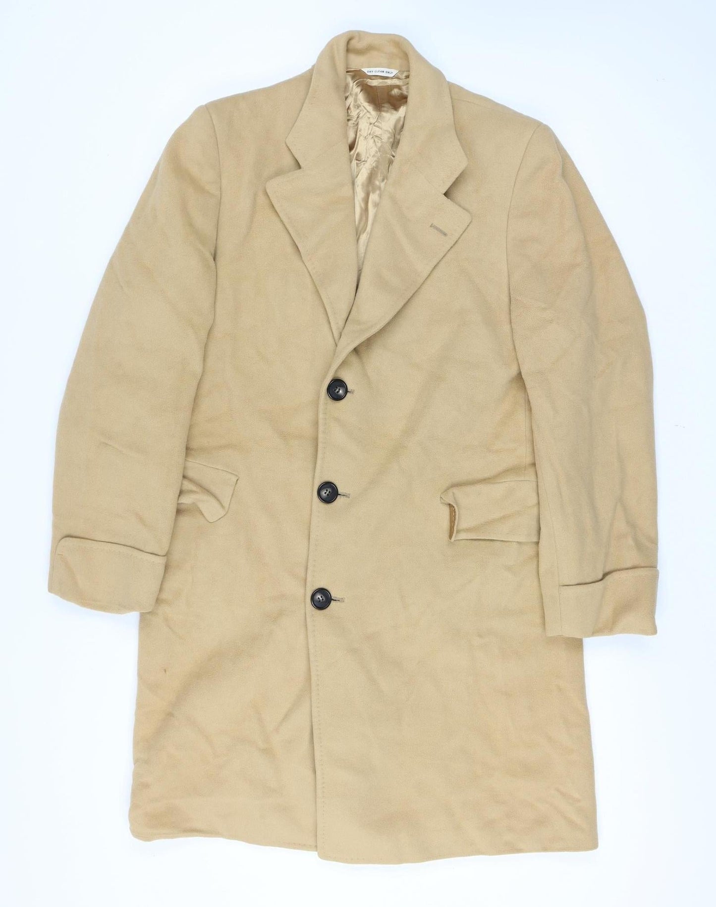 Bill's Clothes Men’s Beige 42 Vintage Long Overcoat Single-Breasted
