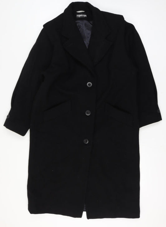 Prima Lana Women’s Black UK 16 Wool Long Overcoat Collared