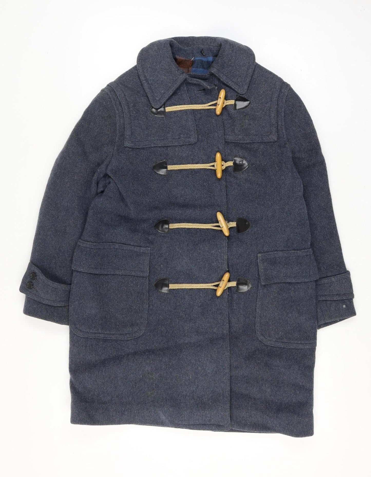 Convoy Check Size 14Womens Navy Mid-Length Toggle Overcoat