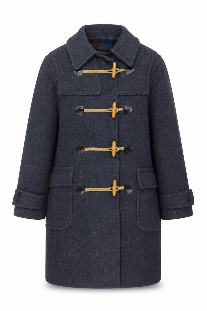 Convoy Check Size 14Womens Navy Mid-Length Toggle Overcoat