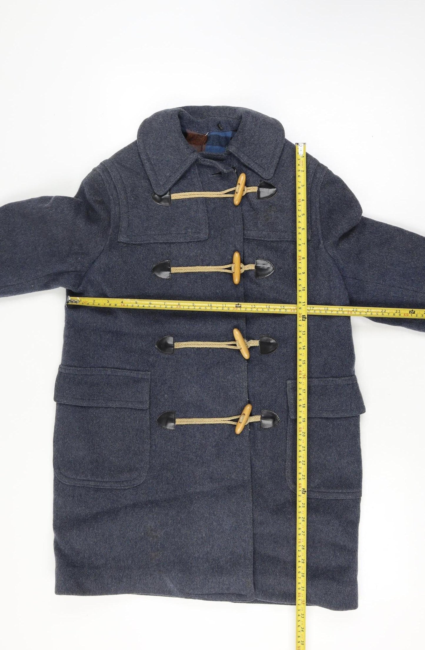 Convoy Check Size 14Womens Navy Mid-Length Toggle Overcoat