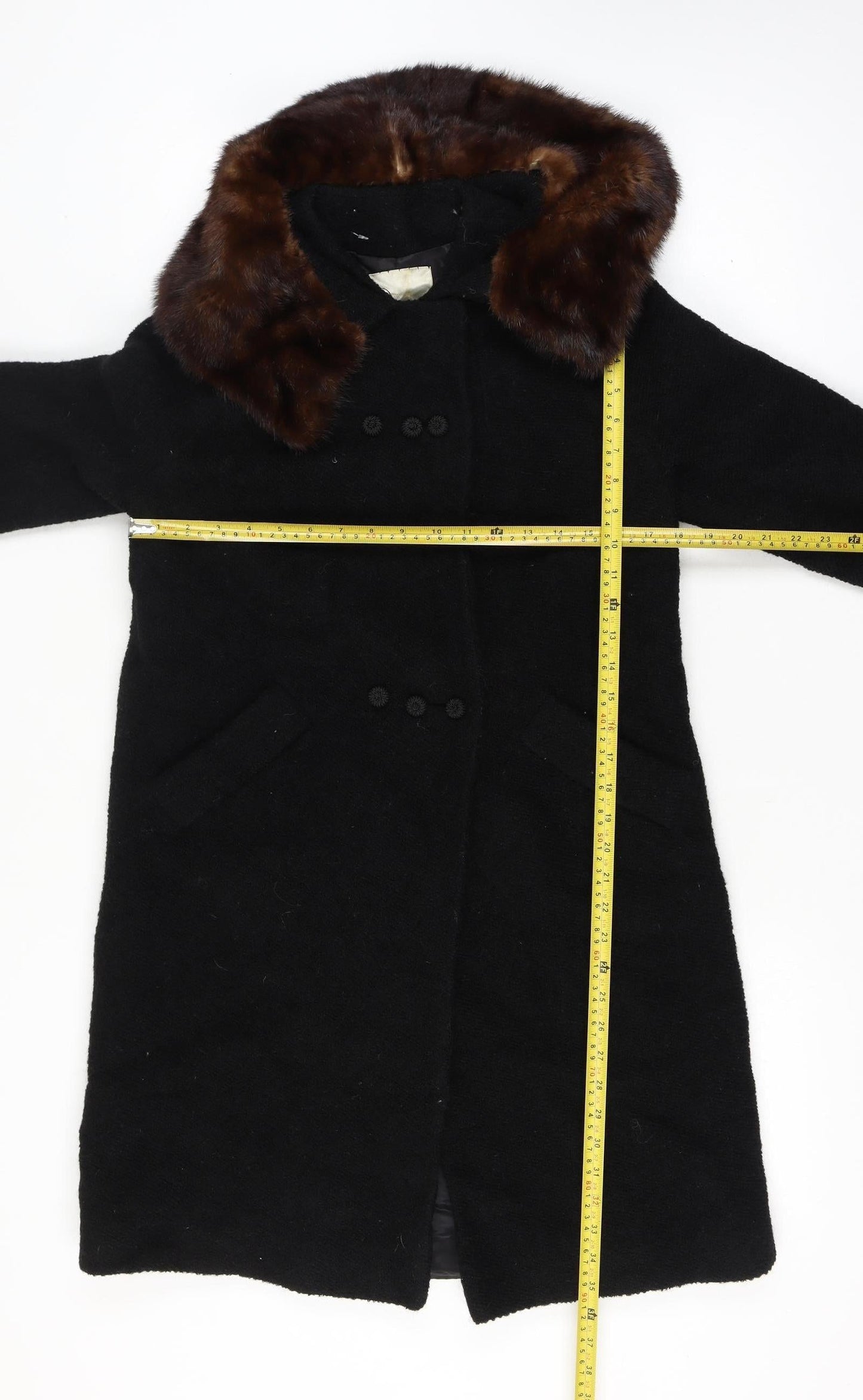 Dayton's Women’s Size 12 Black Long Vintage Fur Collar Overcoat