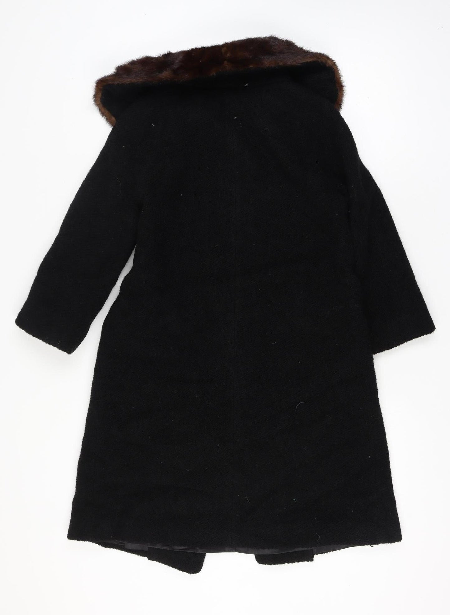 Dayton's Women’s Size 12 Black Long Vintage Fur Collar Overcoat