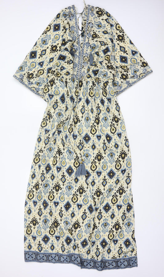 Blue Vanilla Women’s Multicoloured M Boho Geometric Kaftan Maxi Dress