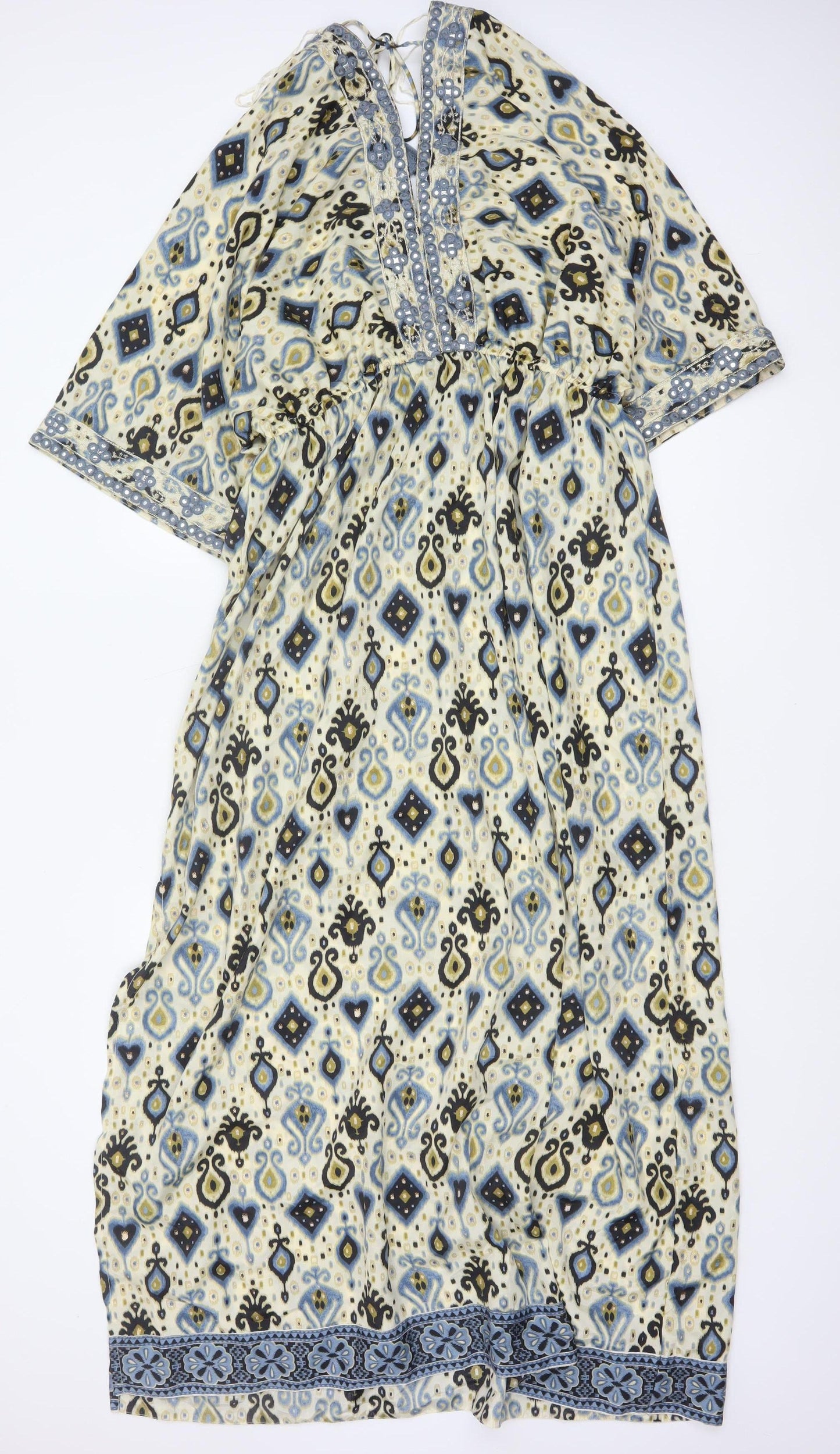 Blue Vanilla Women’s Multicoloured M Boho Geometric Kaftan Maxi Dress