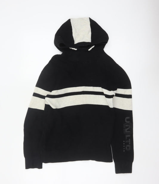 Next Boys Black White Hooded Pullover Jumper 11 Years 146cm Cotton