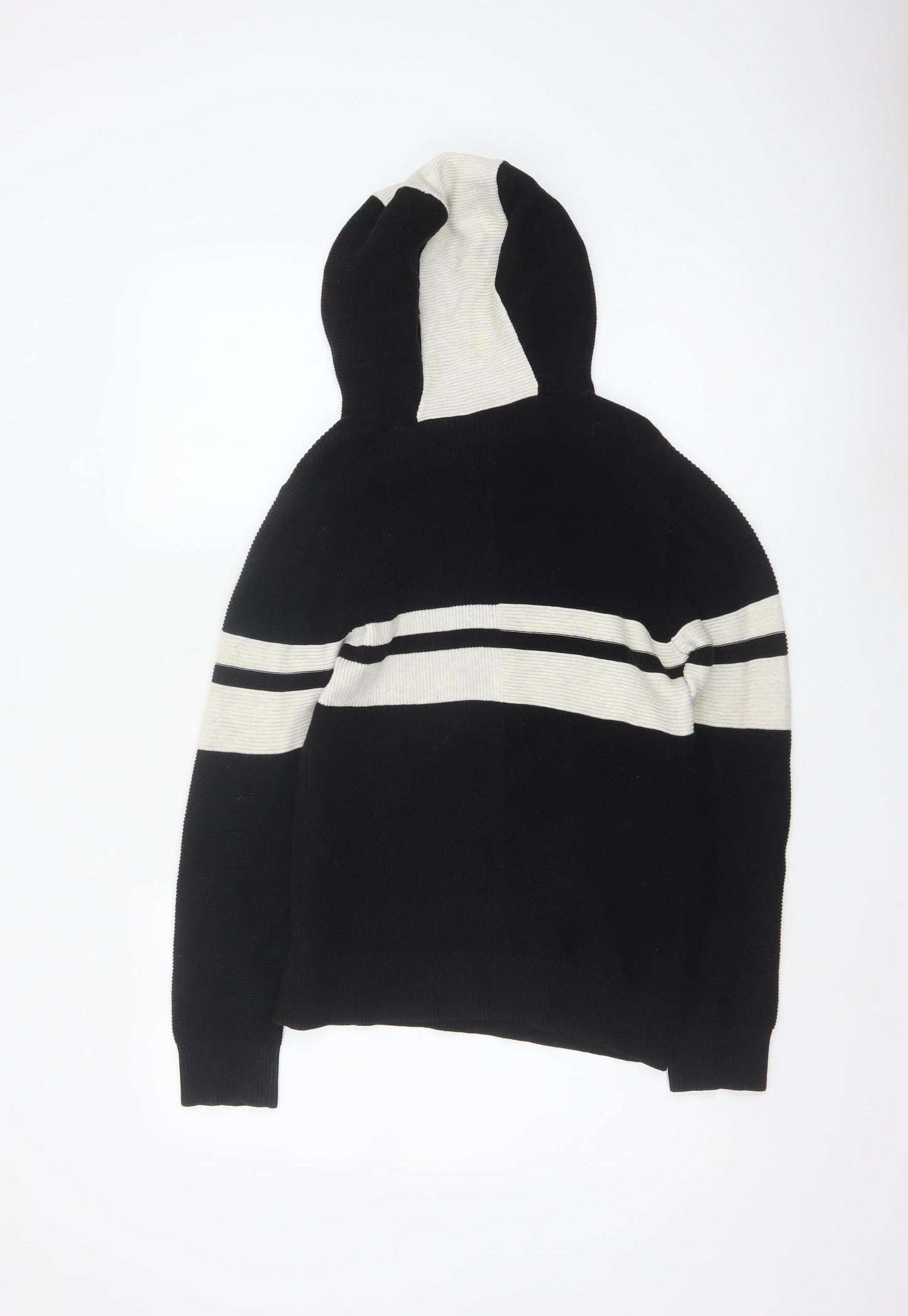 Next Boys Black White Hooded Pullover Jumper 11 Years 146cm Cotton