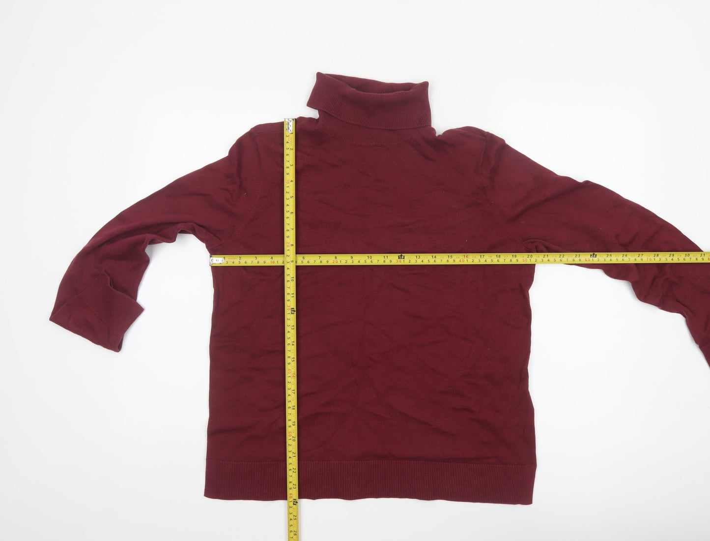 Lands' End Women's Red Cotton Roll Neck Knit Jumper Size M