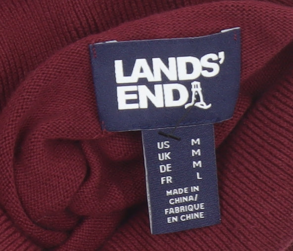 Lands' End Women's Red Cotton Roll Neck Knit Jumper Size M