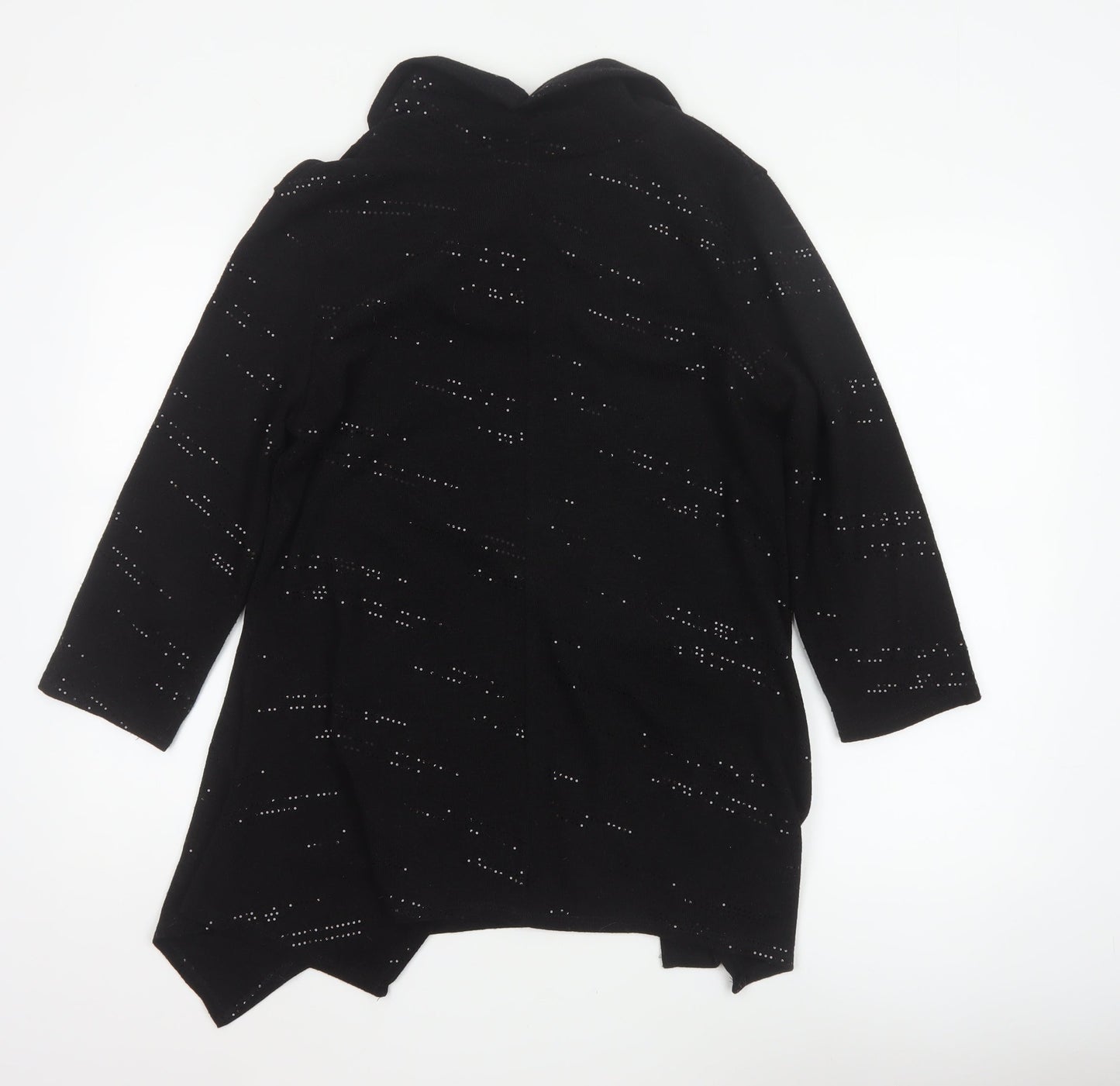 Saloos Women Black XL Cowl Neck Rhinestone Knit Tunic Jumper