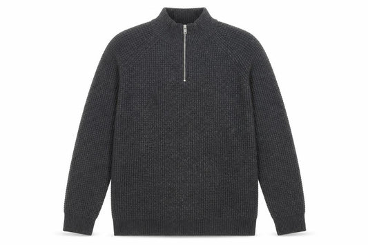 Next Men’s Grey XL 1/4 Zip Chunky Knit High Neck Jumper