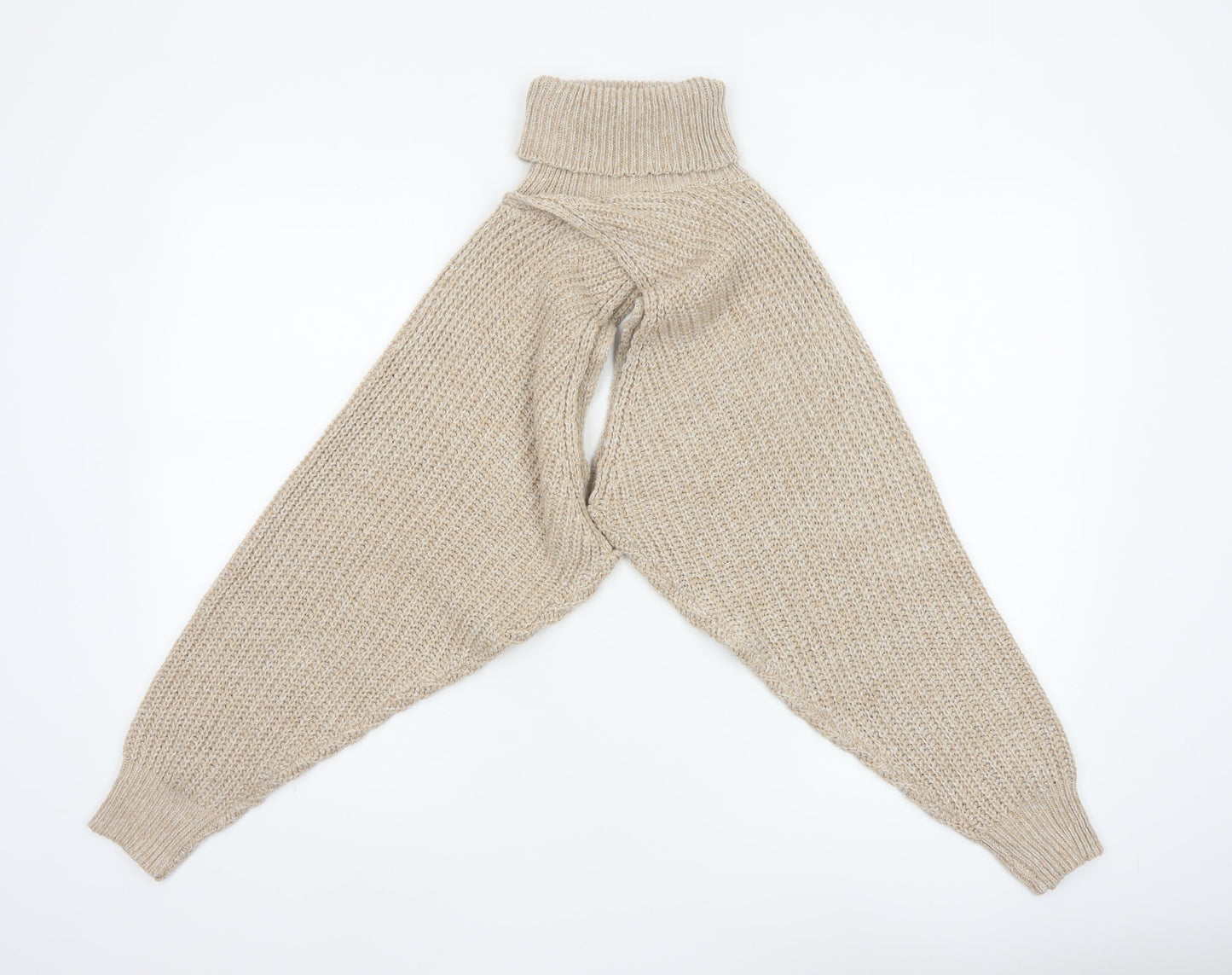 PrettyLittleThing Women Beige S Chunky Knit Roll Neck Shrug