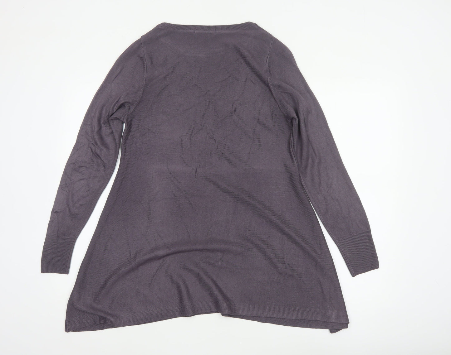 Marks & Spencer Women Purple UK 12 Long Sleeve Round Neck Tunic Jumper