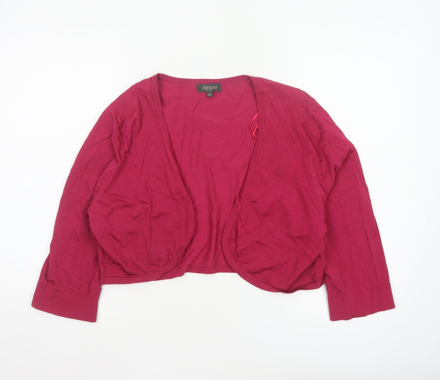 Alexon Women’s Pink XL Open Front Cropped Knit Cardigan Long Sleeve