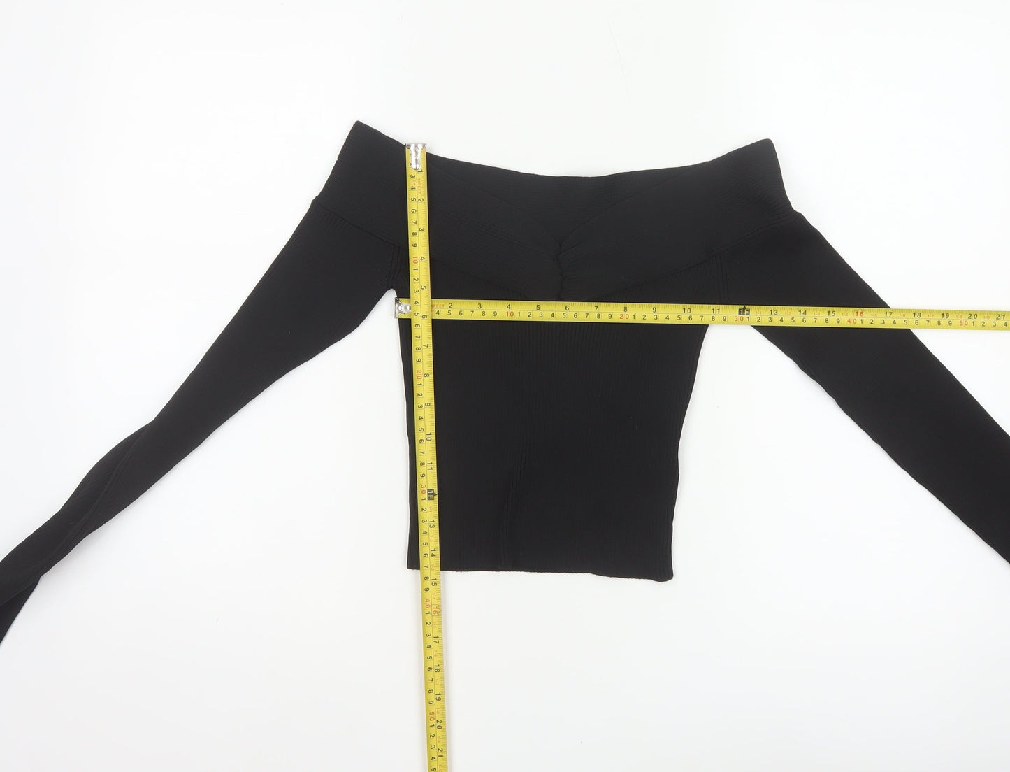 H&M Divided Women’s Black S Off Shoulder Rib Knit Slim Jumper