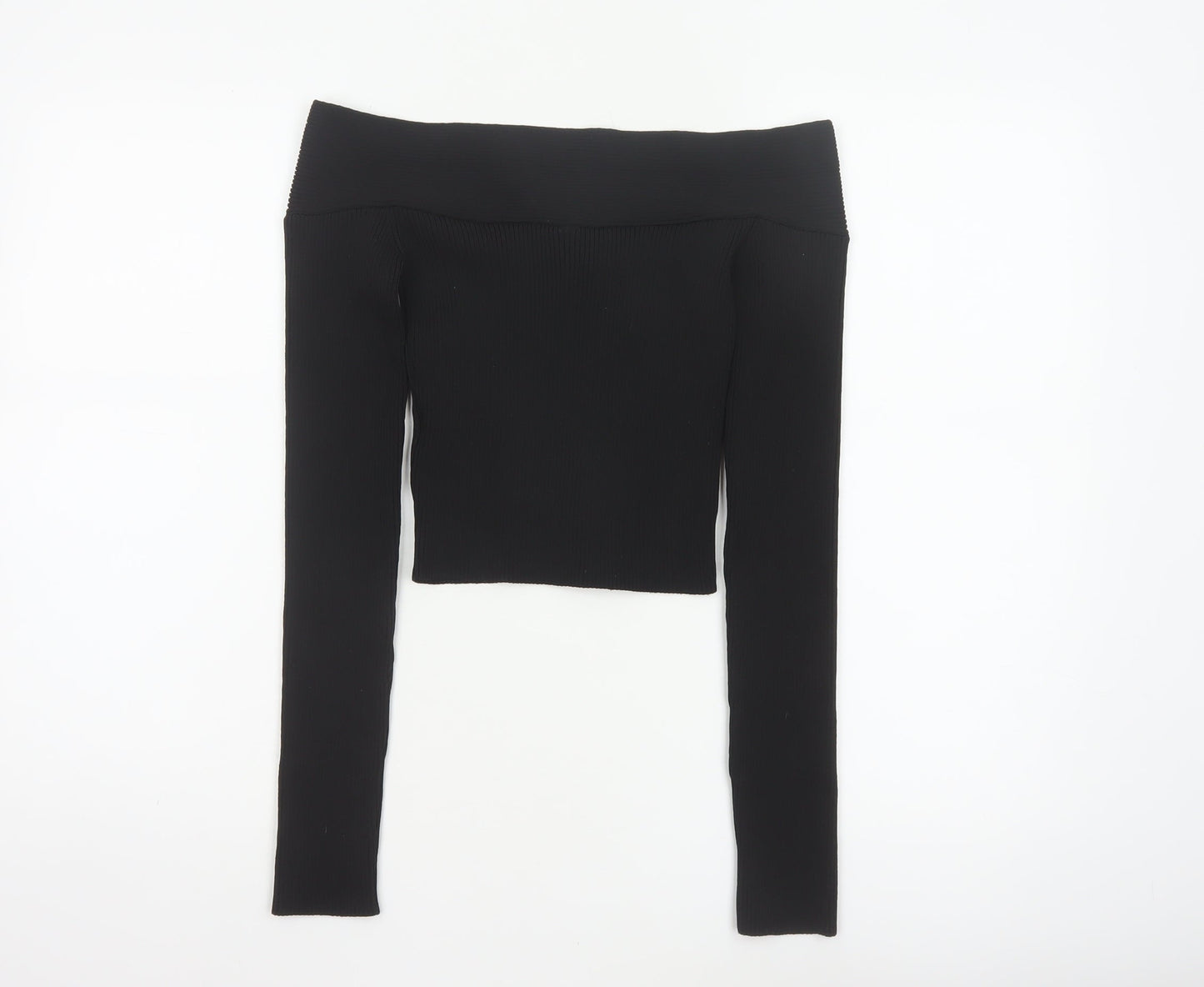 H&M Divided Women’s Black S Off Shoulder Rib Knit Slim Jumper