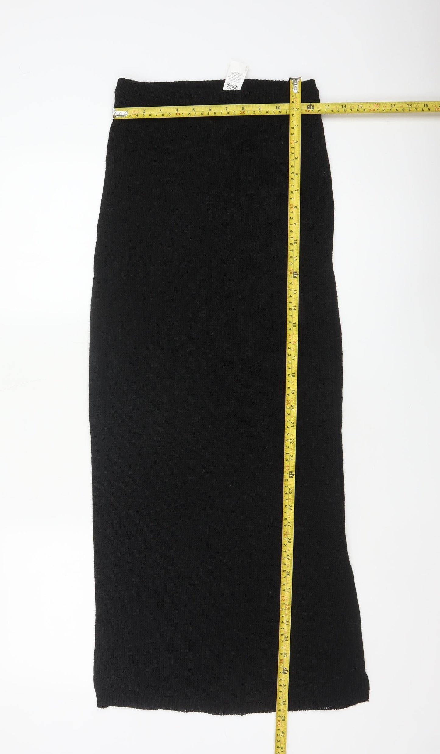 New Look Women Black S Long Rib Knit Stretch Pencil Maxi Skirt