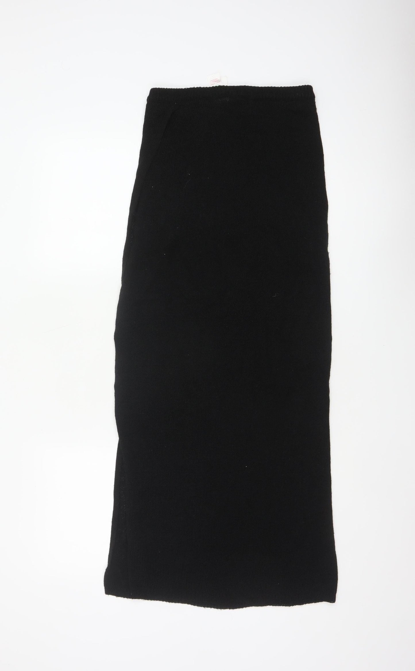 New Look Women Black S Long Rib Knit Stretch Pencil Maxi Skirt