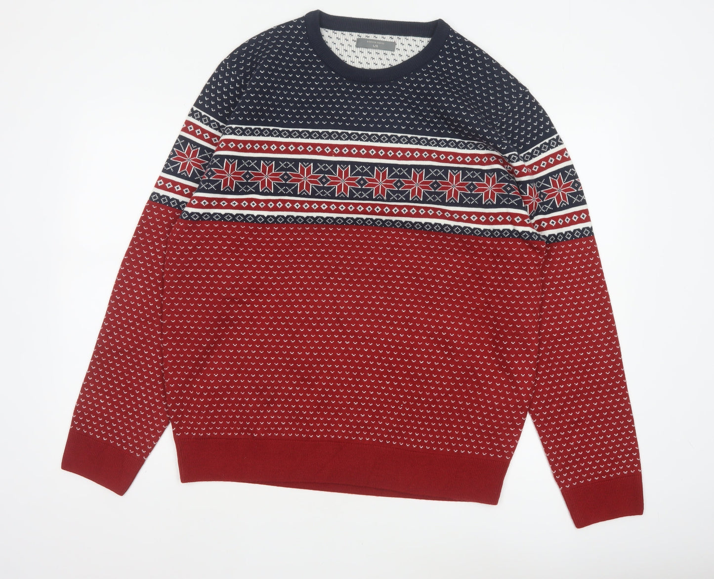 Denver Hayes Men’s Red L Fair Isle Christmas Crew Neck Pullover Jumper